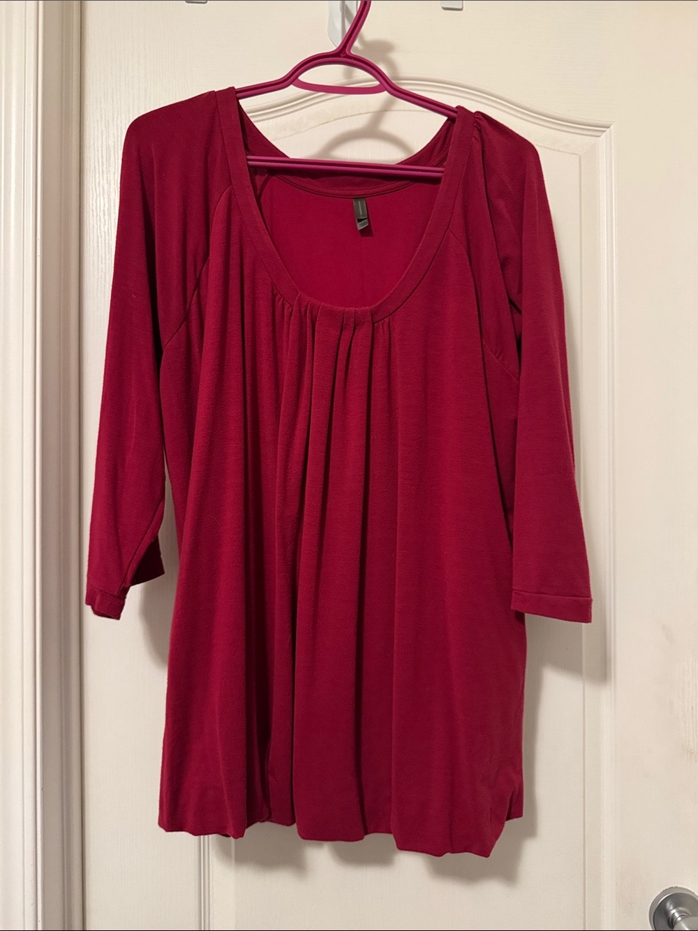 Denver Hayes Scoop Neck Pleated Tunic - Berry